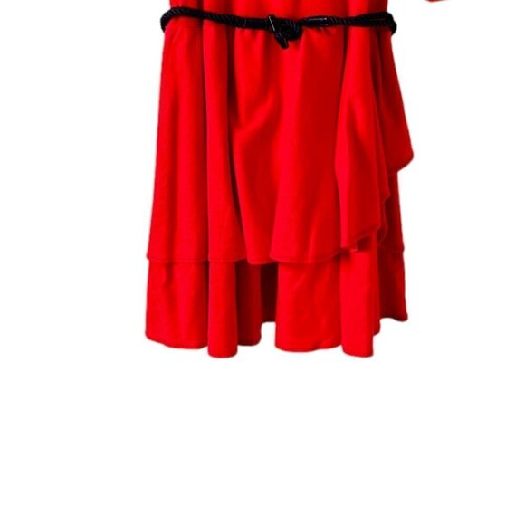 Ralph Lauren NEW Dropped Waist Dress Bistro Red with Navy Trim and Belt   Med - Picture 3 of 10